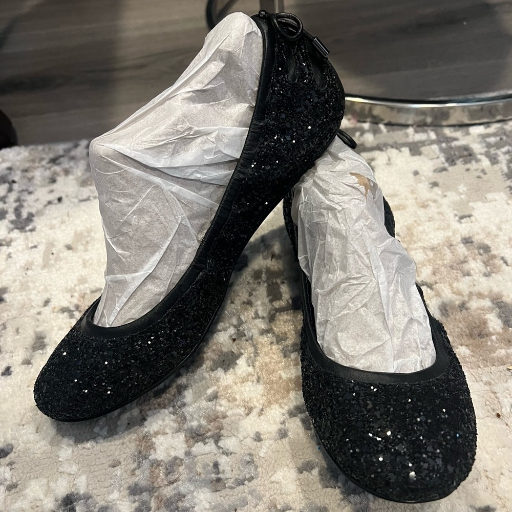 New! Women’s Cole Haan sparkly black flats size 7.5 - Picture 1 of 5
